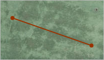 on the map, a red-brown line connecting two dots